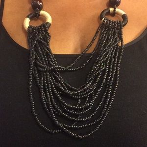 WOOD BEADED LAYERED NECKLACE!