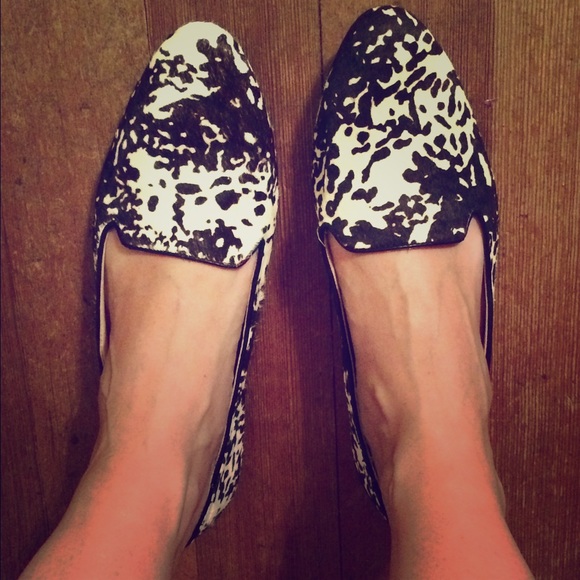 NW Joe Fresh faux calf hair smoking slippers