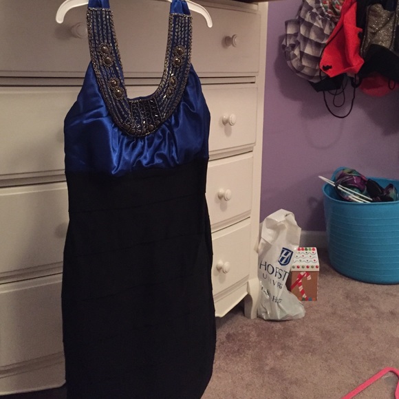 Black and royal blue dress