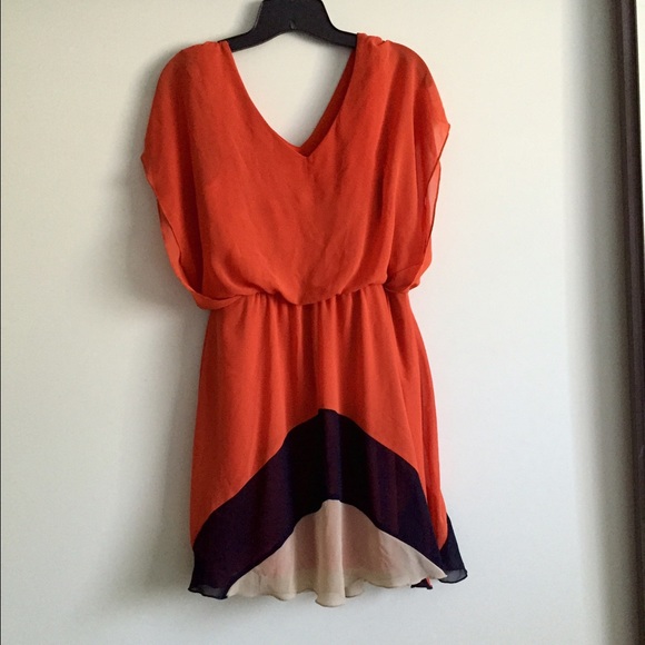 Sweet Storm orange/navy/nude sheer dress - Picture 3 of 3