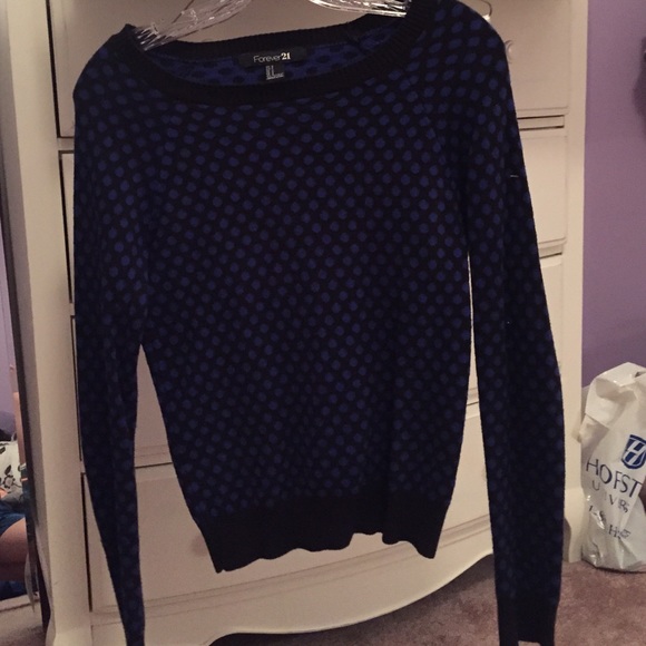 Blue polka dot forever 21 sweater
