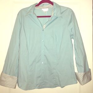 Ann Taylor LOFT light turquoise collared shirt