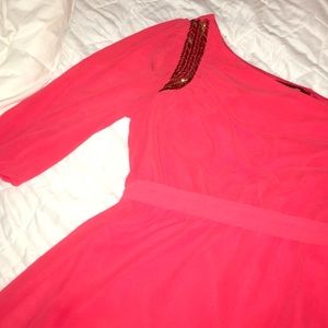 Forever 21 one shoulder Grecian dress in coral💁🏻