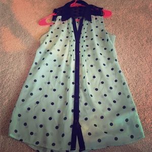 Button up sheer polka dot top