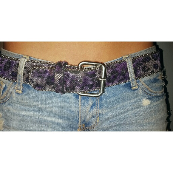 Purple leopard print belt