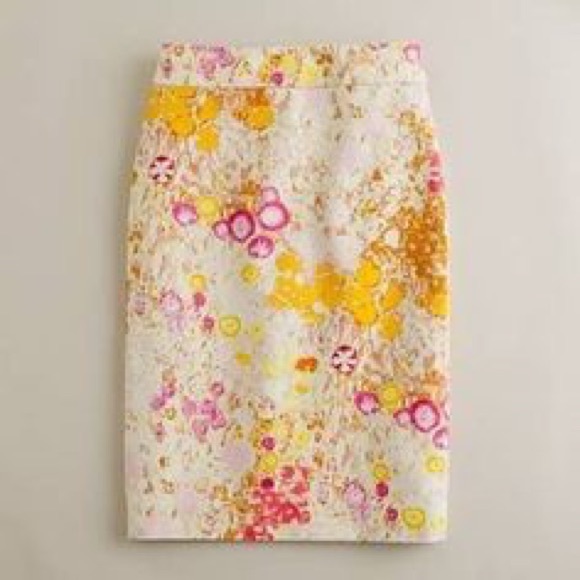 J Crew Sunshine Peony Pencil Skirt