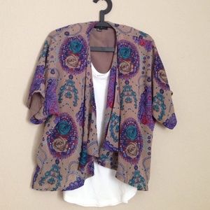 Printed kimono style cover up