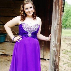 Purple flow prom dress