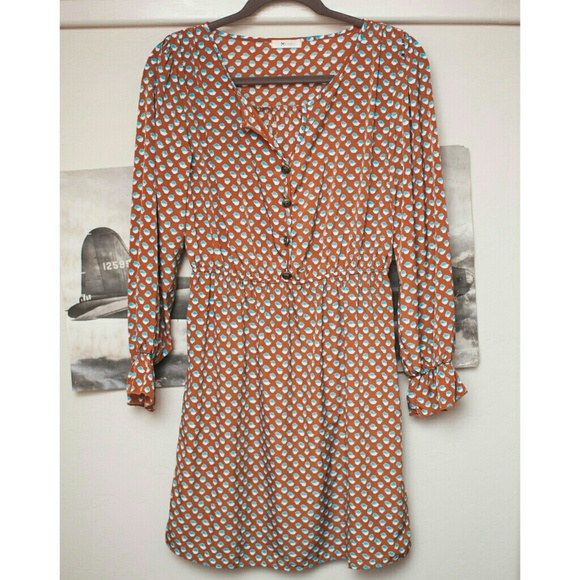 Everly Patterned Dress Long Sleeve Bunched Cuffs