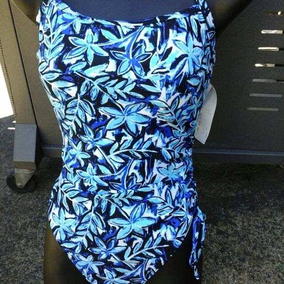 Blue and black swimsuit