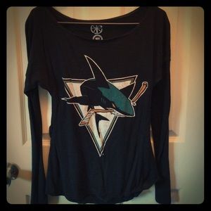 Open back long sleeve San Jose Sharks top