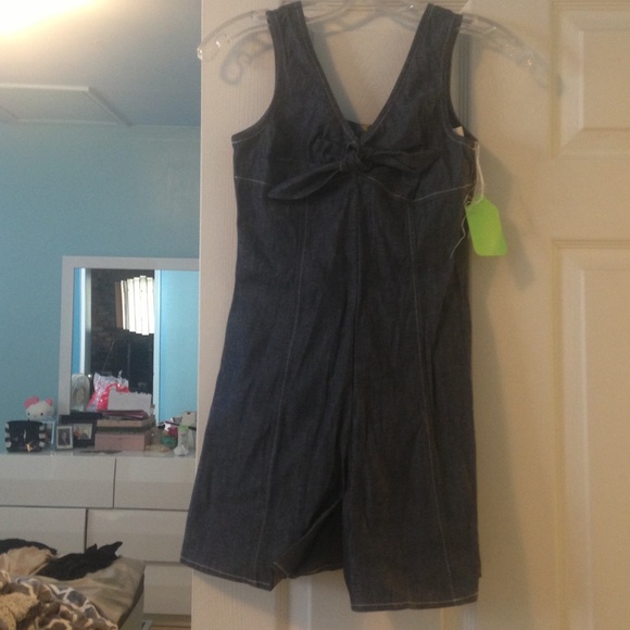 Jean sleeveless romper