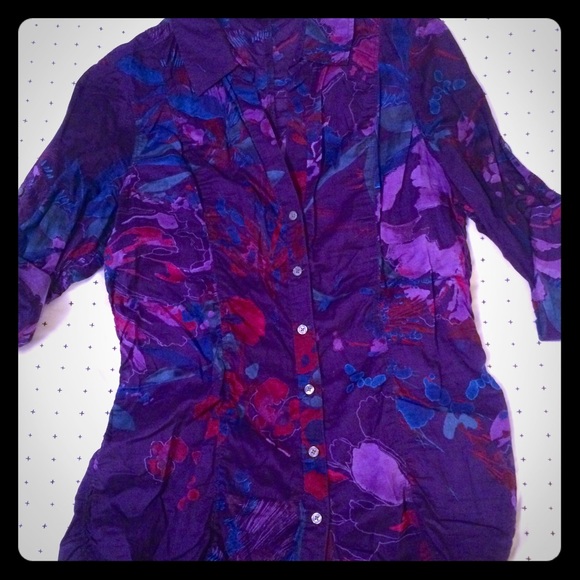 Express 3/4 sleeve button-up shirt