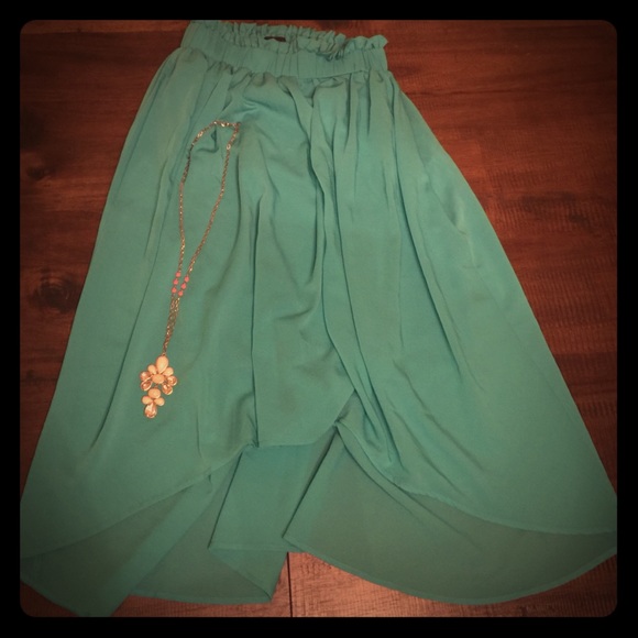 Hi-lo teal skirt