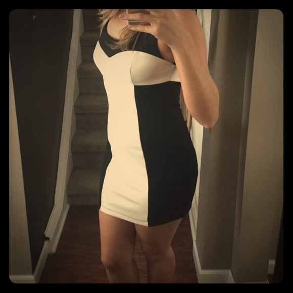 Black and Cream Cocktail Dress.