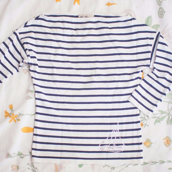 Blumarine Sailor Stripe Shirt Swarovski Sailboat