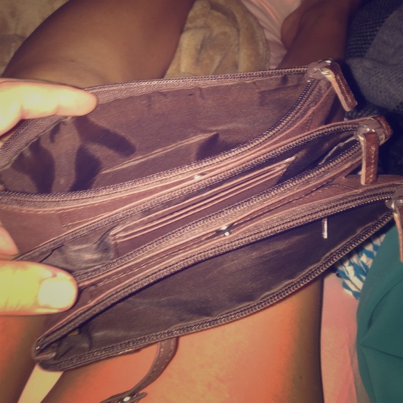 Brown leather clutch