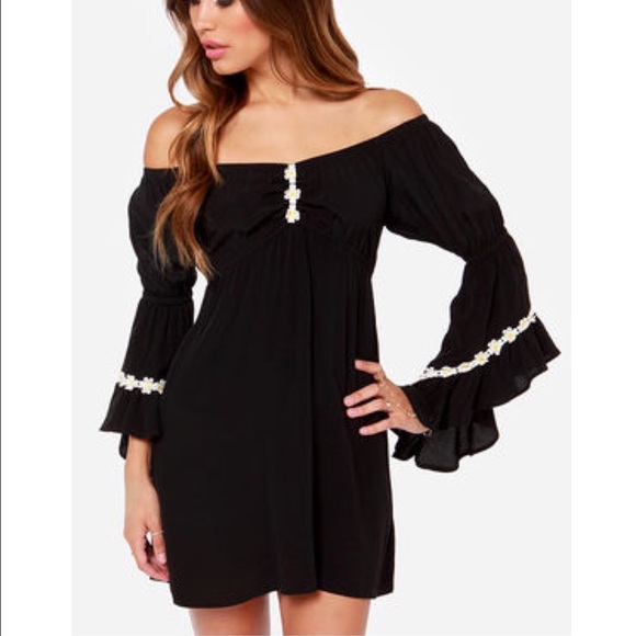 Off the shoulder black dress