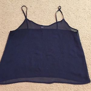 Navy Chiffon Tank