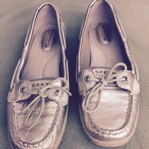 Gold metallic Sperry top siders