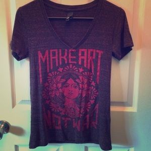 Obey "Make Art Not War" maroon tee
