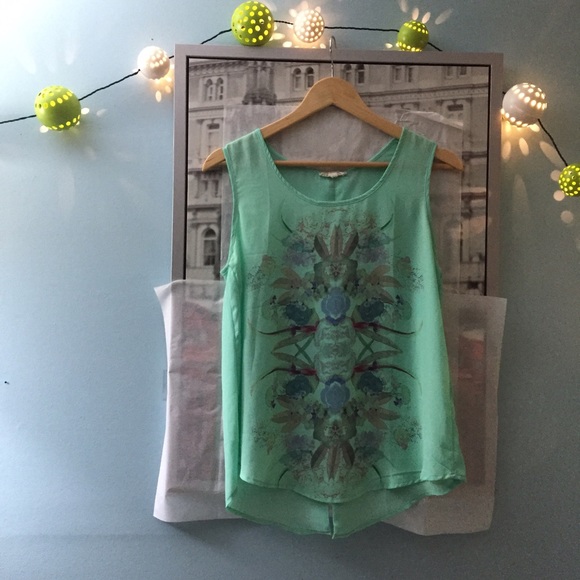 Flowy Teal Print Top - Picture 1 of 3