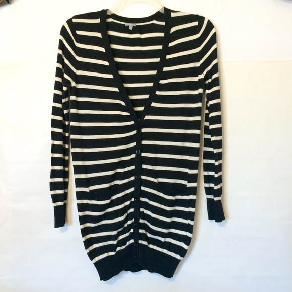 Black & White Striped Cardigan