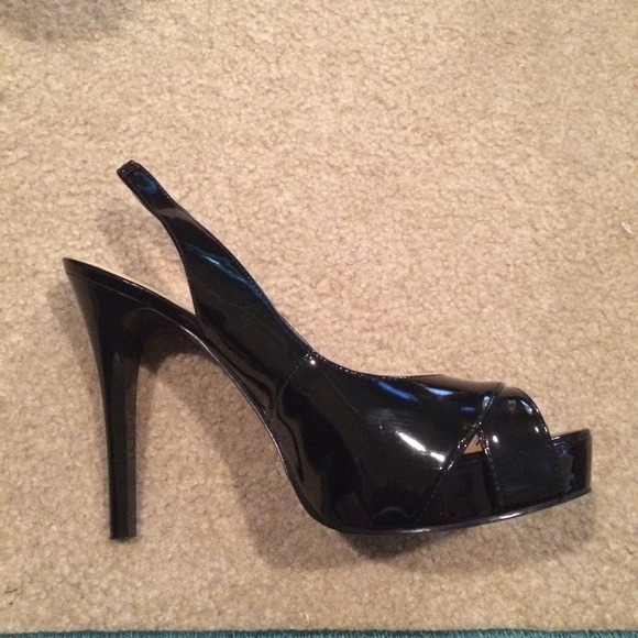 Guess Shoes - Guess GREAT CONDITION Black Patent Open Toe Heels!