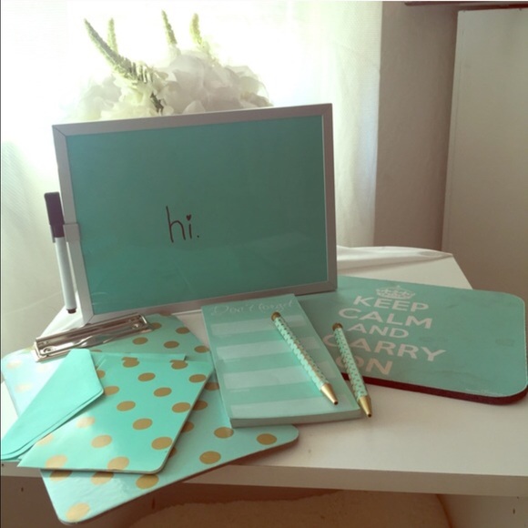 Teal office accessories set