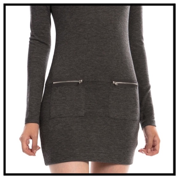 BOHO FESTIVAL READY BODY HUGGING MINI BODICON DRESS GREY - SM NWT - Picture 2 of 4