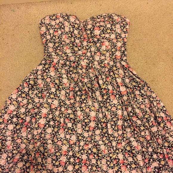 Strapless Floral Dress