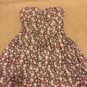Strapless Floral Dress