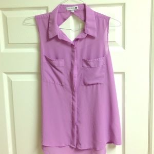 Purple vest tank with triangle cut out on the back