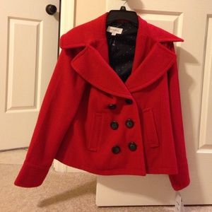 NWT Merona red pea coat