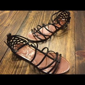 tory burch brooke flat sandal black sz 5.5