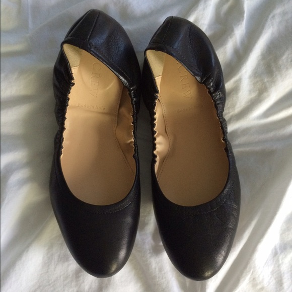 JCrew black leather flats