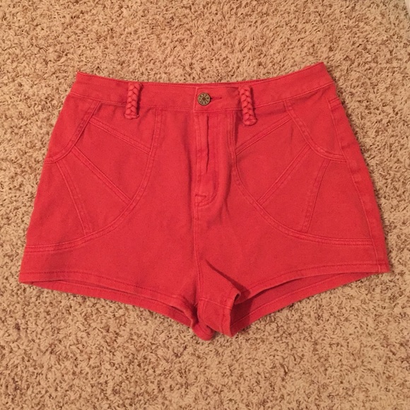 Urban outfitters red/orange high waisted shorts
