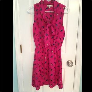 SOLD Macy's Bird Print Pink Bow Tie Dress