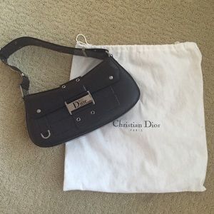 Christian Dior black leather shoulder bag