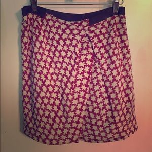 Maroon and white floral print skirt