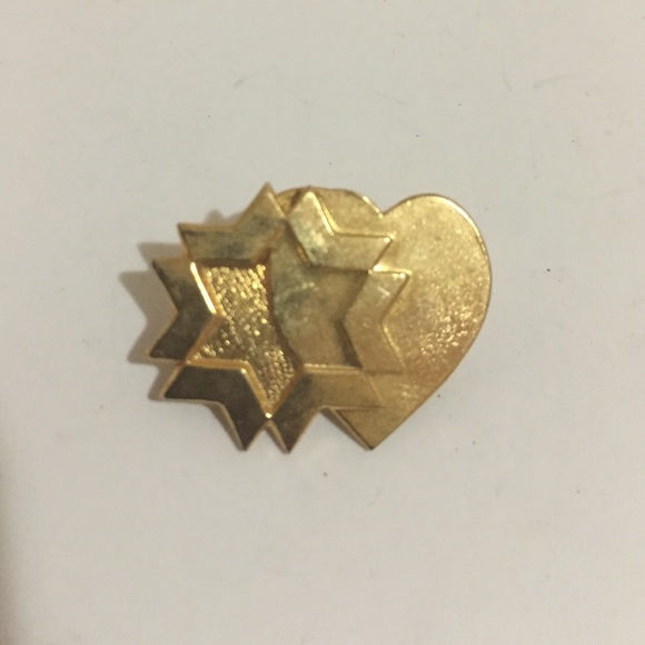 Vintage Gold Star & Heart Pin