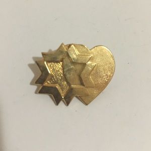 Vintage Gold Star & Heart Pin