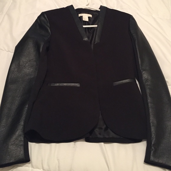 H&M filleted blazer with Leather sleeves