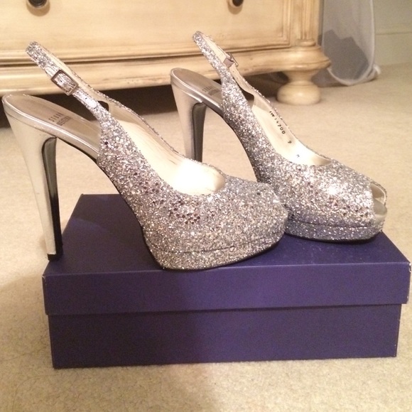 Glittery Stuart Weitzman Peep toe heels