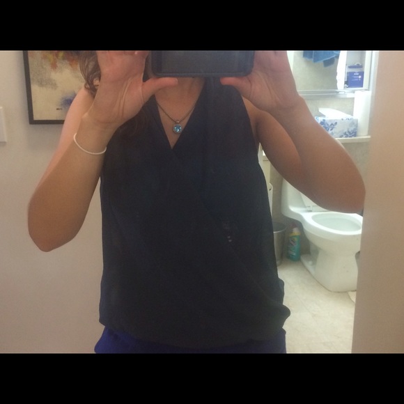 Helmet Lang sheer turquoise tank