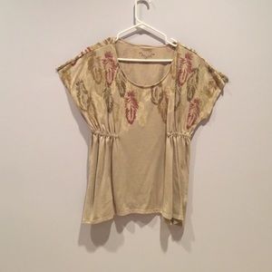 Feathered Beige Top