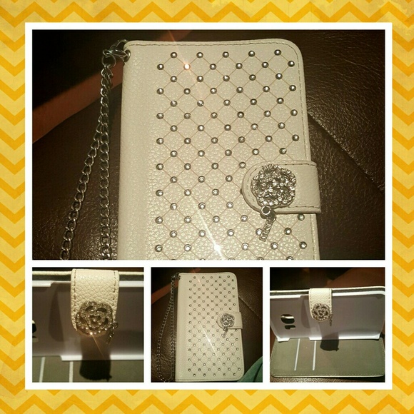 Samsung s6 edge bling leather case white