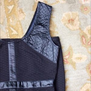 👠Boutique black dress with faux leather~NWT!