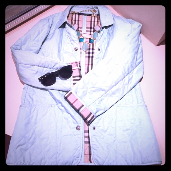 Burberry Jackets & Blazers - Gorgeous Aqua Burberry car coat