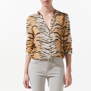 Zara Tiger Print Blouse (NEVER WORN)